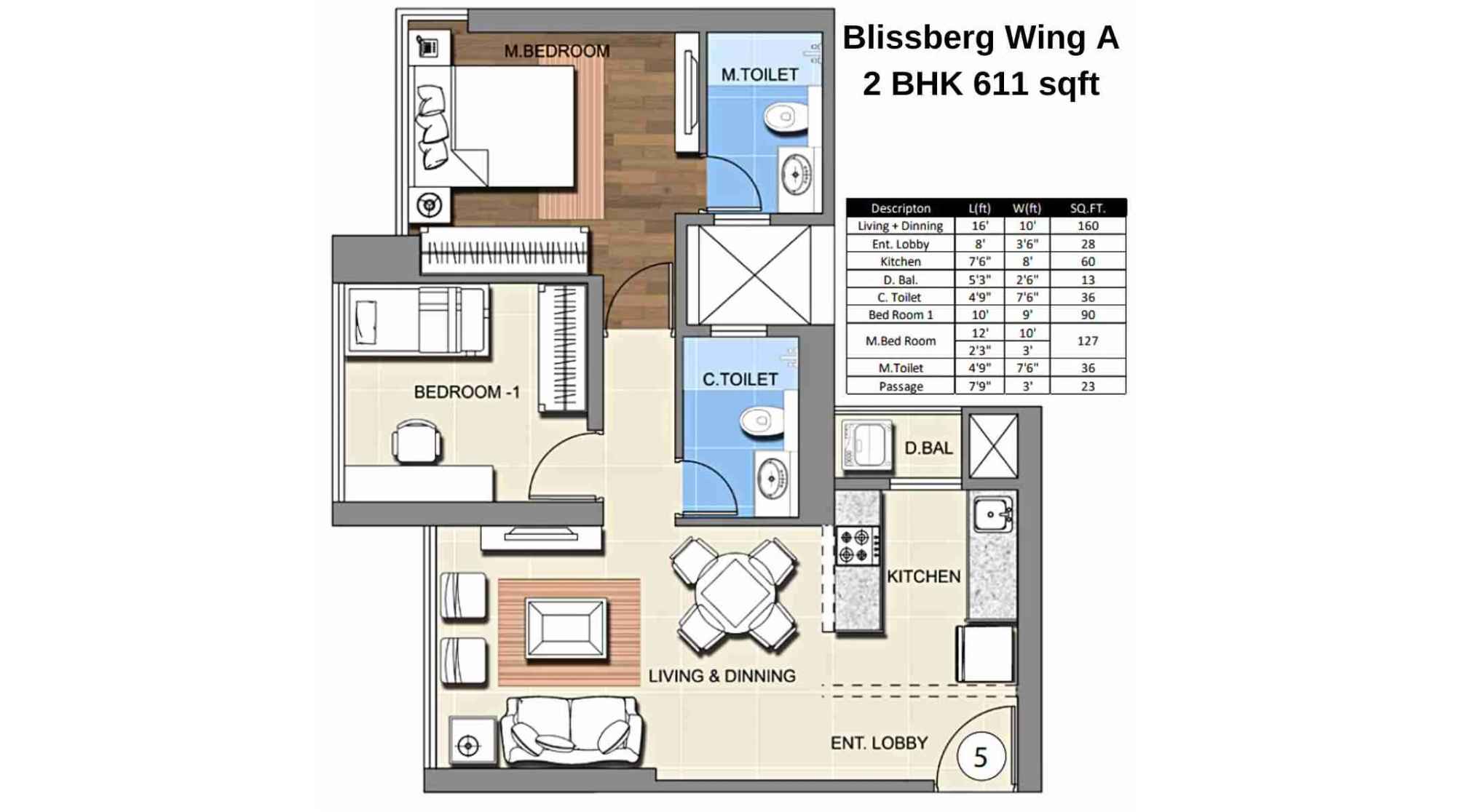 Sheth-Montana-Floor-Plan-Blissberg-Wing-A-2-BHK-611-sqft