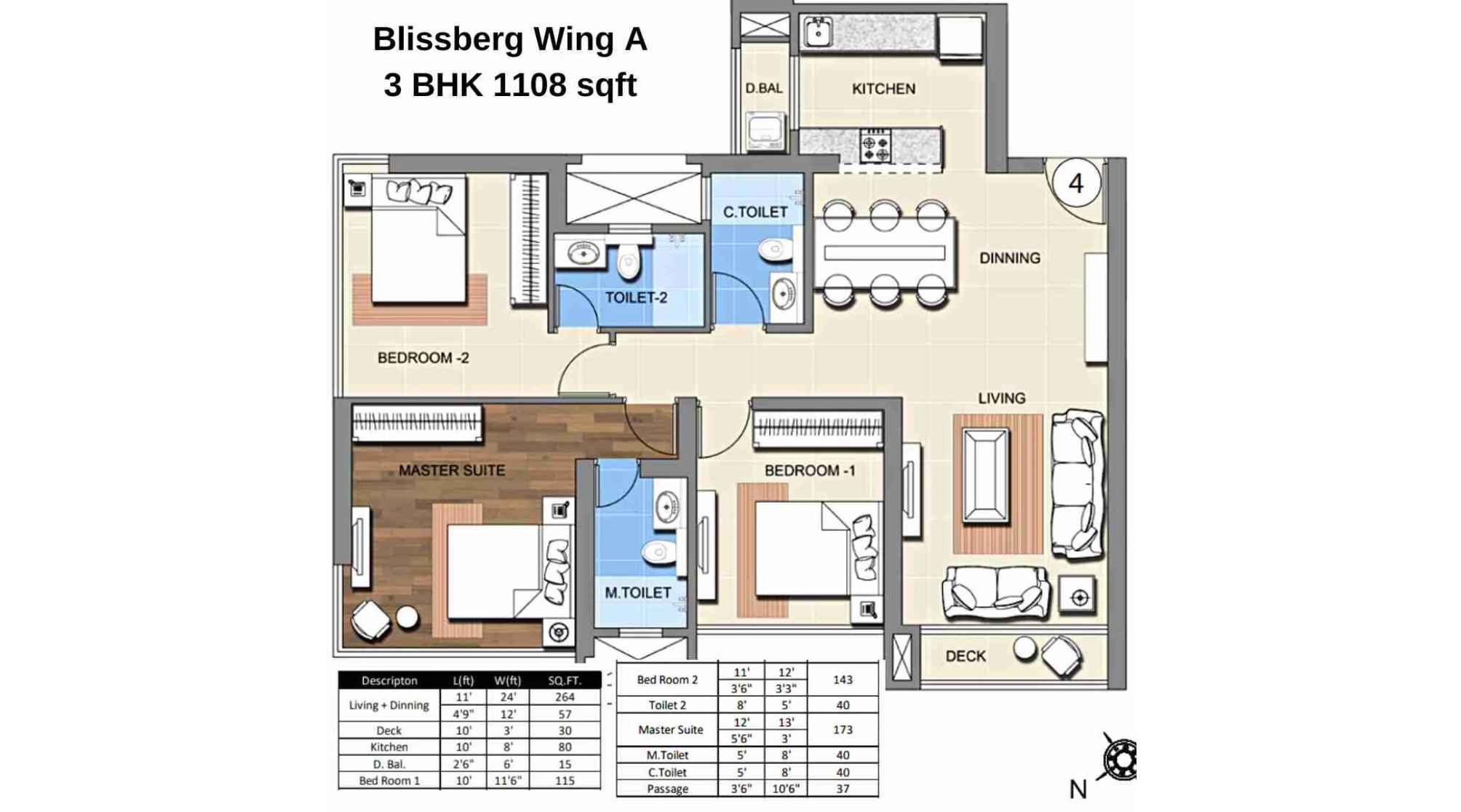 Sheth-Montana-Floor-Plan-Blissberg-Wing-A-3-BHK-1108-sqft