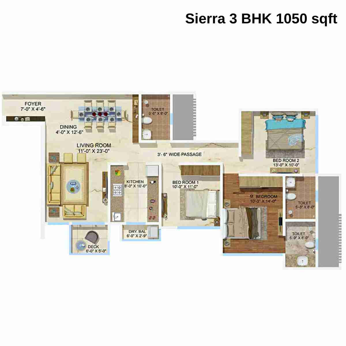 Sheth-Montana-Floor-Plan-Sierra-3-BHK-1050-sqft