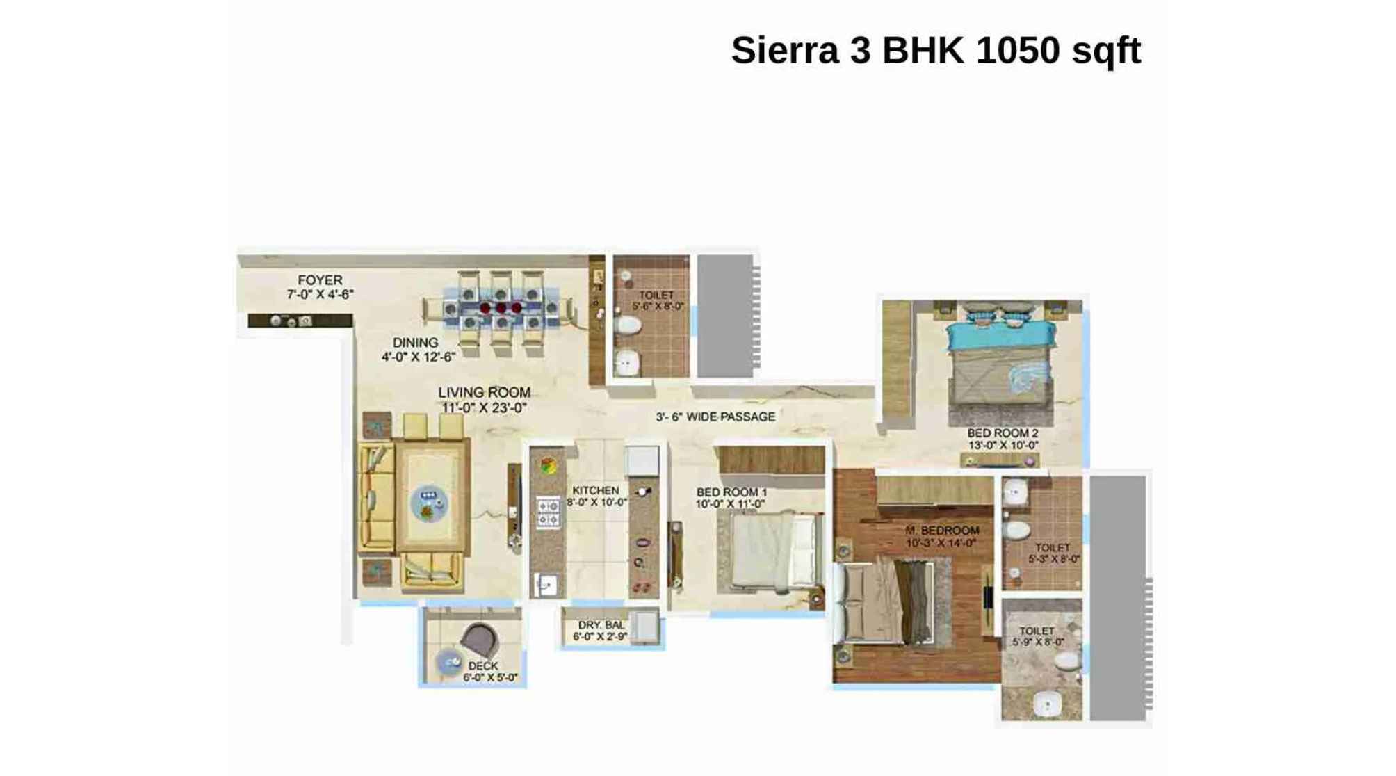 Sheth-Montana-Floor-Plan-Sierra-3-BHK-1050-sqft
